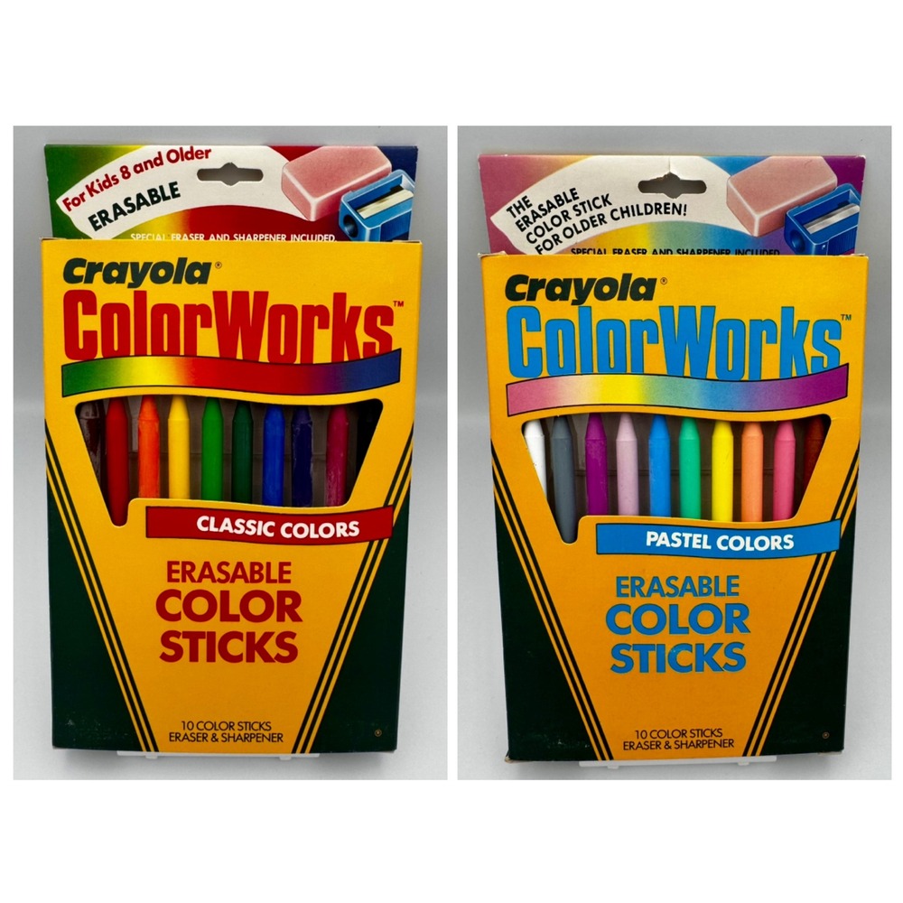 Vintage 1988 Crayola ColorWorks Erasable Color Sticks Lot RARE HTF New In Box